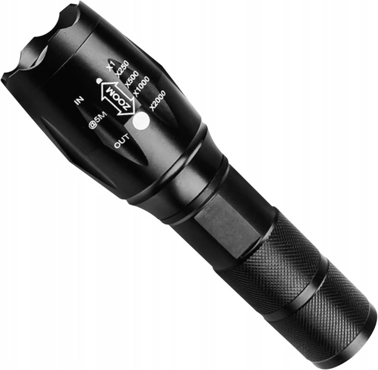 Latarka aluminiowa POLICE COB z zoomem 4 tryby pracy na baterie kieszonkowa