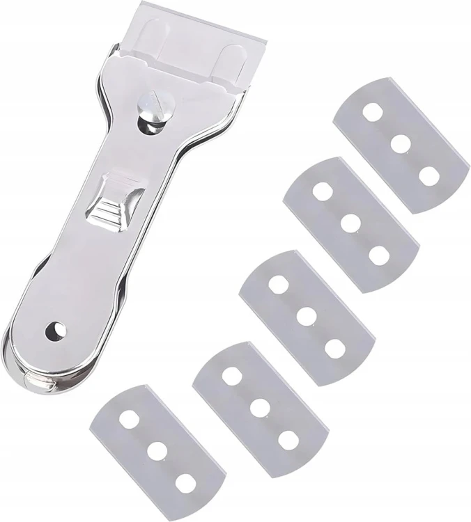 Skrobak do płyt ceramicznych szyb piekarnika usuwania naklejek + 6 ostrzy