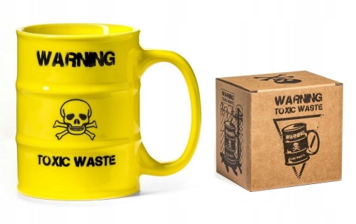 Kubek dla chemika toksyczne odpady czaszka żółty WARNING TOXIC WASTE