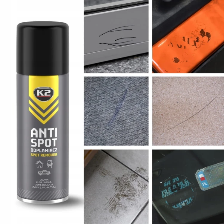 Odplamiacz K2 ANTI SPOT 250ml, mebli dywanów usuwa gumę, klej, żywicę, tusz