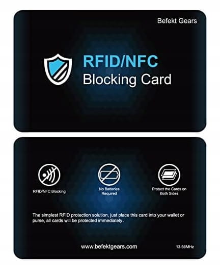 KARTA BLOKUJĄCA RFID NFC OCHRONA KART Zbliżeniowych kredytowych 13,56MHz x2