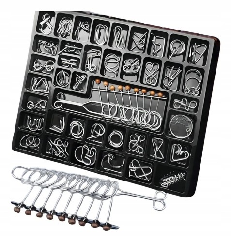 Metalowa gra pierścieniowa-50 sztuk IQ Boost Puzzle dla dzieci i dorosłych