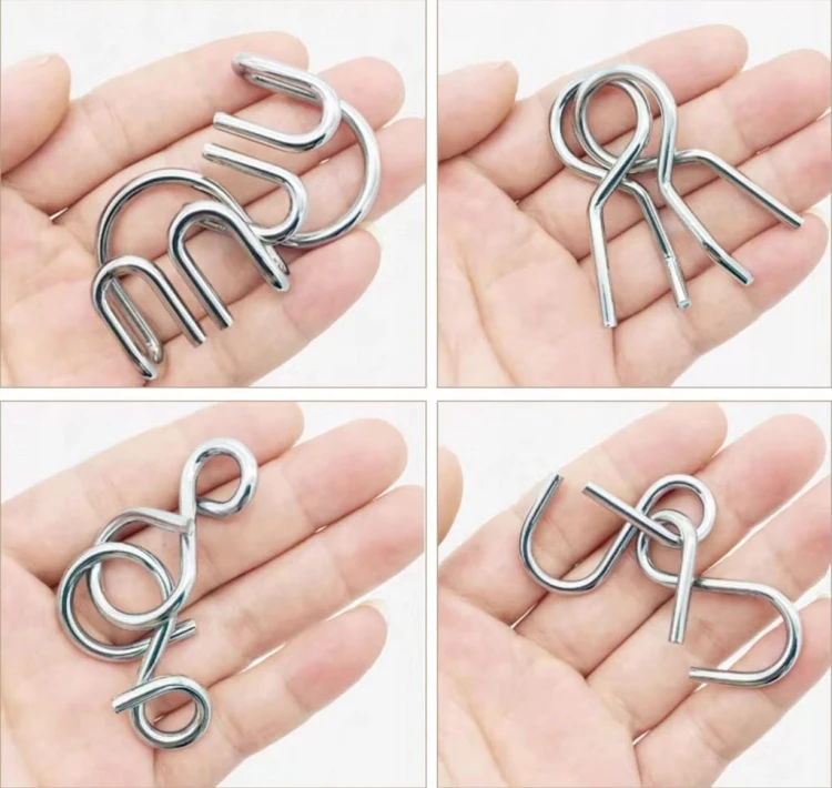Metalowa gra pierścieniowa-50 sztuk IQ Boost Puzzle dla dzieci i dorosłych