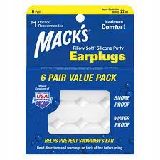 Mack's Pillow Silikonowe Zatyczki Do Uszu 6 Par do samolotu do pływania USA