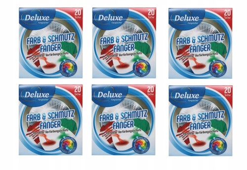 Chusteczki Deluxe do prania pralki Wyłapujące Kolor 20 sztuk DE