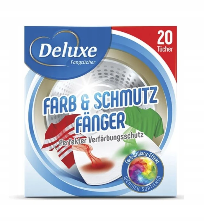 Chusteczki Deluxe do prania pralki Wyłapujące Kolor 20 sztuk DE