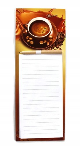 NOTES notesik Z MAGNESEM I OŁÓWKIEM NA LODÓWKĘ lista zakupów skoroszyt kawa