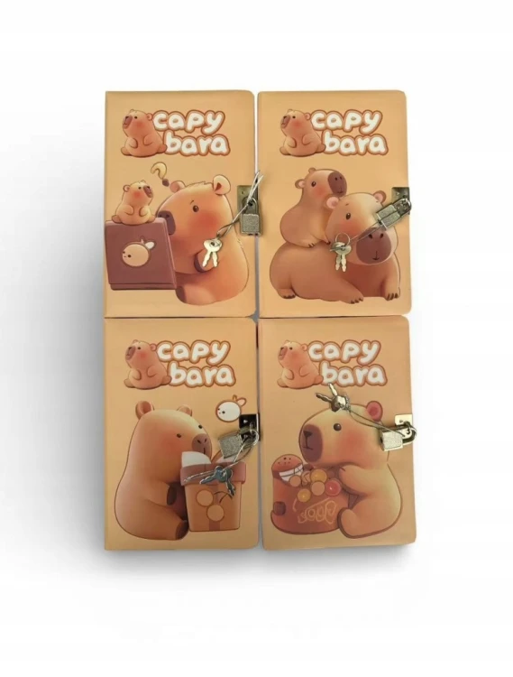 Notes notesiki dla dzieci z kłódką pamiętnik KAPIBARA CAPYBARA 19x13 cm