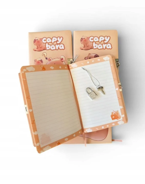 Notes notesiki dla dzieci z kłódką pamiętnik KAPIBARA CAPYBARA 19x13 cm