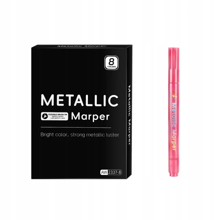 Markery Metaliczne 2-3mm Precyzyjne z Połyskiem Wielokolorowe 8 sztuk