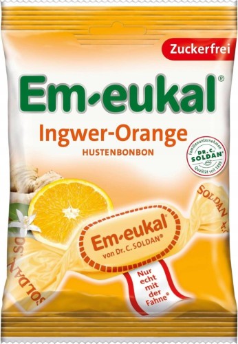 Cukierki bez cukru ziołowe imbir pomarańcza niemieckie EM-EUKAL