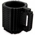 Kubek gracza klockowy z klocków + klocki 350 ml z uchem CZARNY