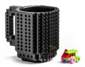 Kubek gracza klockowy z klocków + klocki 350 ml z uchem CZARNY