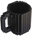 Kubek gracza klockowy z klocków + klocki 350 ml z uchem CZARNY