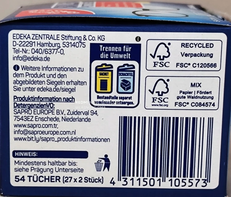 Chusteczki do czyszczenia okularów monitorów obiektywów 54 szt G&G