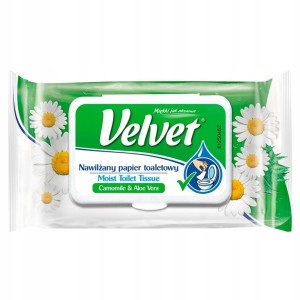Nawilżany papier toaletowy Velvet z rumiankiem i aloesem 48 szt.