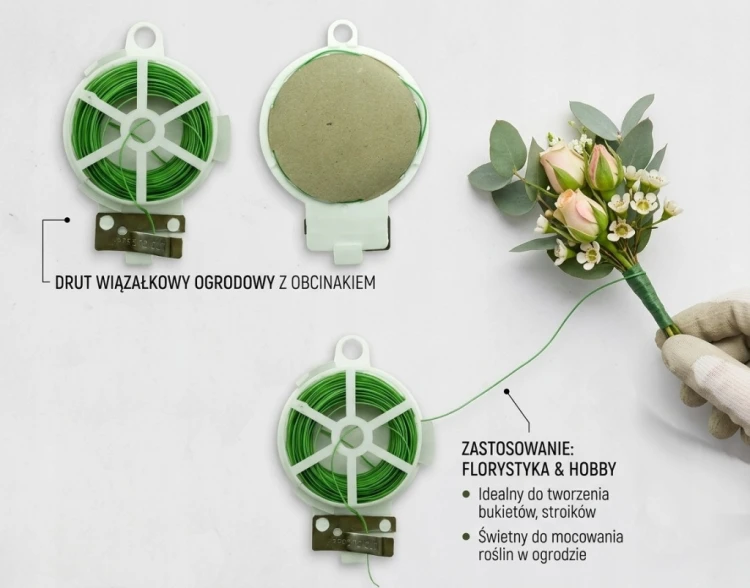Drut Ogrodniczy z obcinaczem 50m żyłka Wytrzymały Mocny florystyczny