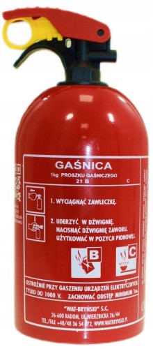 Gaśnica samochodowa BRYŃSKI produkcja 2026 metalowa 1KG z wieszakiem