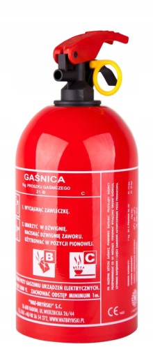 Gaśnica samochodowa BRYŃSKI produkcja 2026 metalowa 1KG z wieszakiem