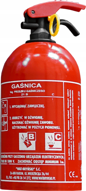 Gaśnica samochodowa BRYŃSKI produkcja 2026 metalowa 1KG z wieszakiem
