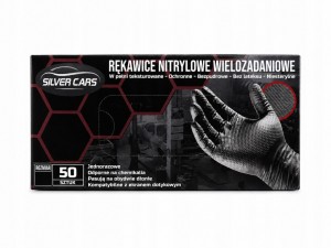 Rękawice nitrylowe gumowe CZARNE bez lateksu bezpudrowe wielozadaniowe r. L