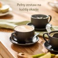 Filiżanki do kawy cappuccino ceramiczne z podstawkami 200 ml zestaw 6 sztuk