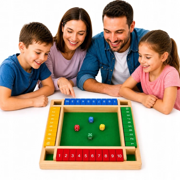 Gra logiczna dla dzieci drewniana kości plansza cyferki liczenie SHUT BOX XXL 22x22x3