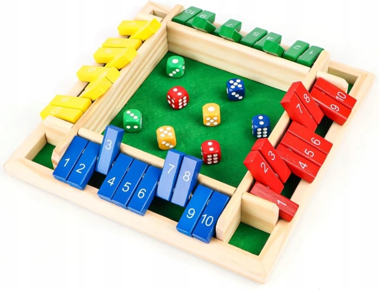 Gra logiczna dla dzieci drewniana kości plansza cyferki liczenie SHUT BOX XXL 22x22x3