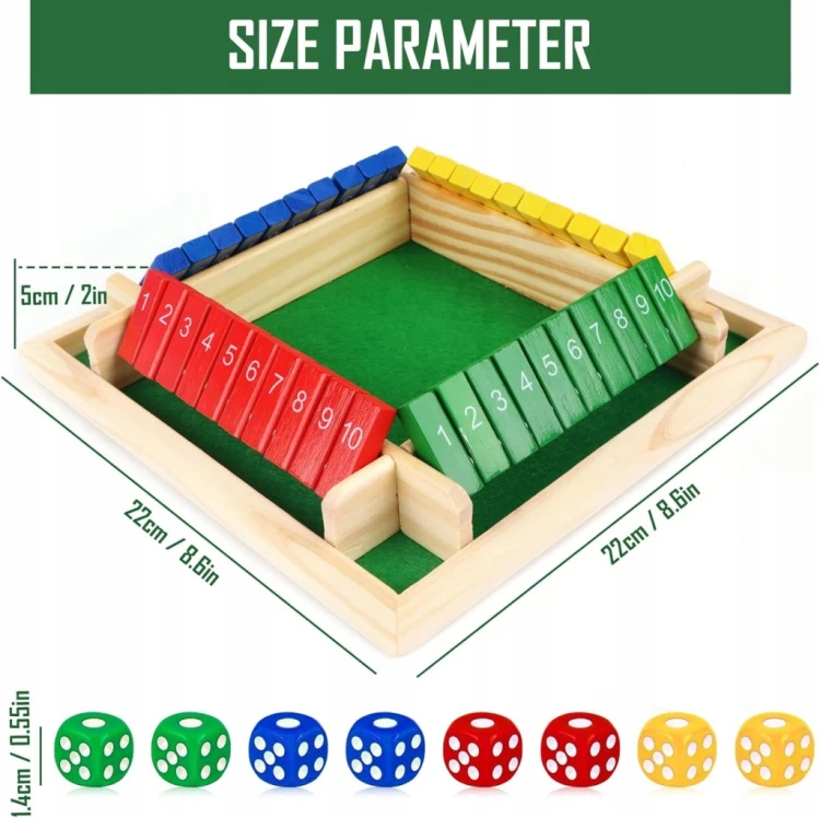 Gra logiczna dla dzieci drewniana kości plansza cyferki liczenie SHUT BOX XXL 22x22x3