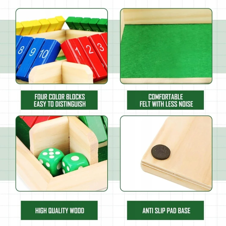 Gra logiczna dla dzieci drewniana kości plansza cyferki liczenie SHUT BOX XXL 22x22x3