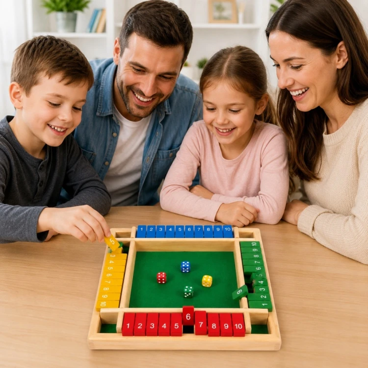 Gra logiczna dla dzieci drewniana kości plansza cyferki liczenie SHUT BOX XXL 22x22x3
