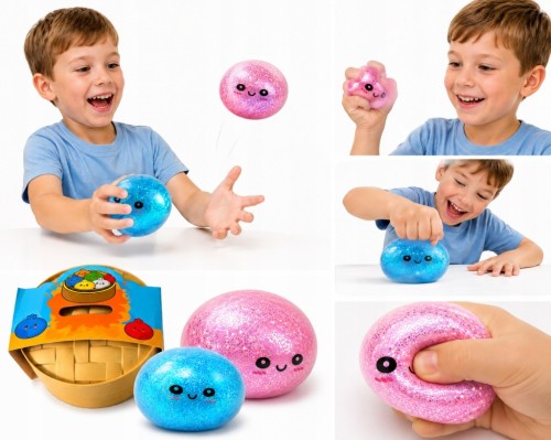 Gniotek PIERÓG dumpling brokatowy BAO pierożek antystresowy SQUISHY + BOX