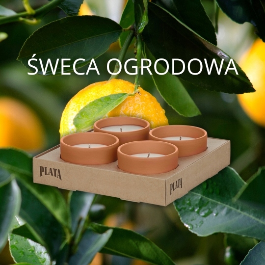 Świeca świeczka ogrodowa CITRONELLA na komary x1 w kamionce cytrynowa