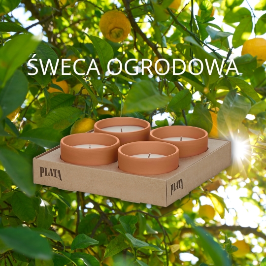 Świeca świeczka ogrodowa CITRONELLA na komary x1 w kamionce cytrynowa
