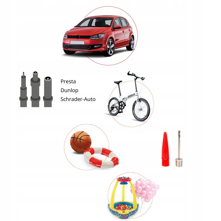 Pompka ręczna Carcommerce ALFA z manometrem 61575 + igła do opon AV DV FV