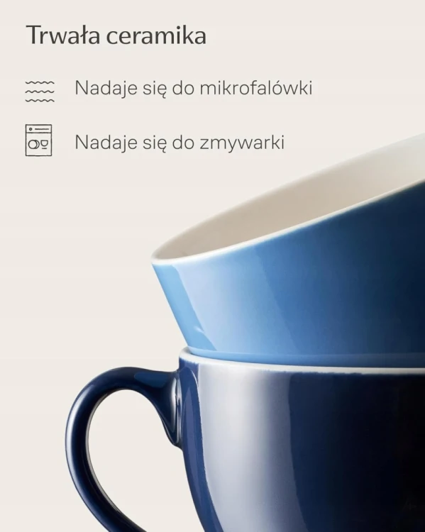 ZESTAW 6 FILIŻANEK CAPPUCCINO 180ML CERAMIKA KOLOROWE SPODKI PUDEŁKO