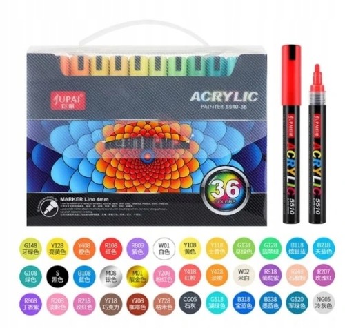 Markery akrylowe wielokolorowy 36 szt Wodoodporny Marker Akrylowe Jupai