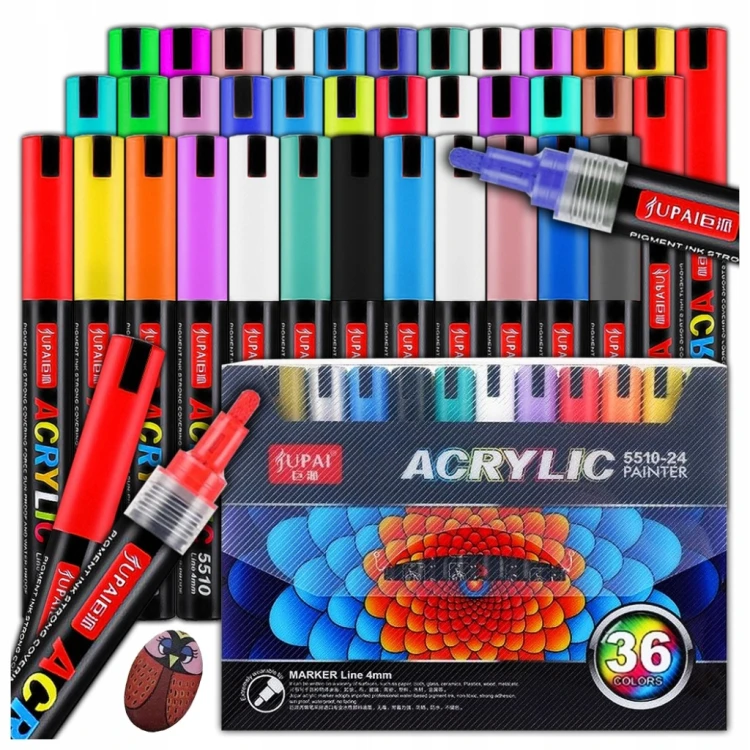 Markery akrylowe wielokolorowy 36 szt Wodoodporny Marker Akrylowe Jupai