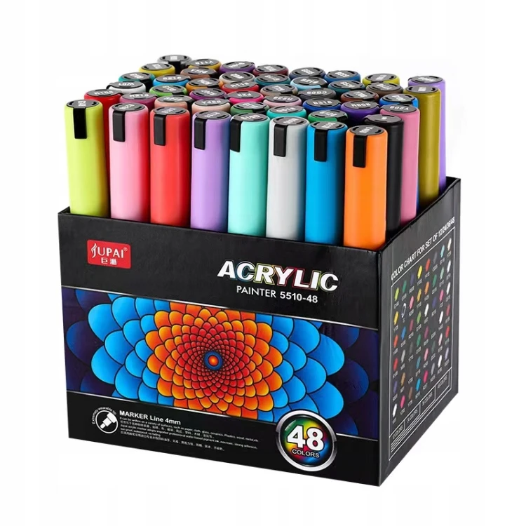 Markery akrylowe wielokolorowy 48 szt Wodoodporny Marker Akrylowe Jupai