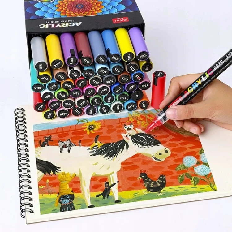 Markery akrylowe wielokolorowy 60 szt Wodoodporny Marker Akrylowe Jupai