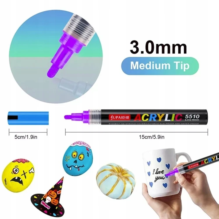 Markery akrylowe wielokolorowy 60 szt Wodoodporny Marker Akrylowe Jupai