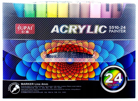 Markery akrylowe wielokolorowy 24 szt Wodoodporny Marker Akrylowe Jupai