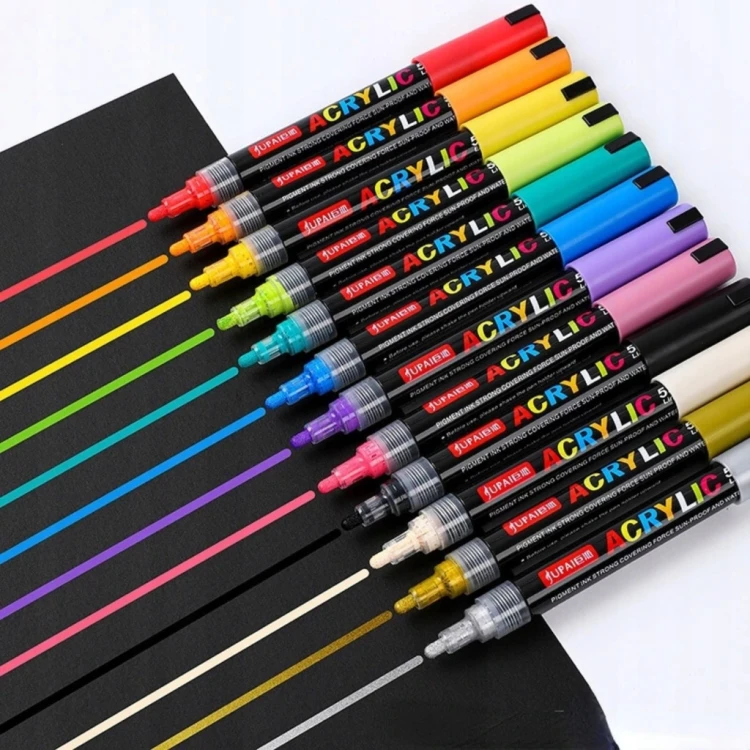 Markery akrylowe wielokolorowy 12 szt Wodoodporny Marker Akrylowe Jupai