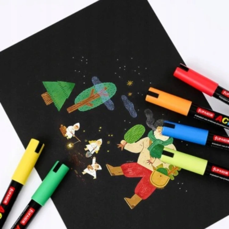 Markery akrylowe wielokolorowy 12 szt Wodoodporny Marker Akrylowe Jupai