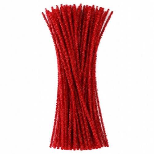 Druciki pluszowe kreatywne x50 wycior ozdobne czerwone 30 cm x 30 szt.