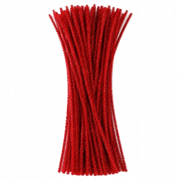 Druciki pluszowe kreatywne x50 wycior ozdobne czerwone 30 cm x 30 szt.