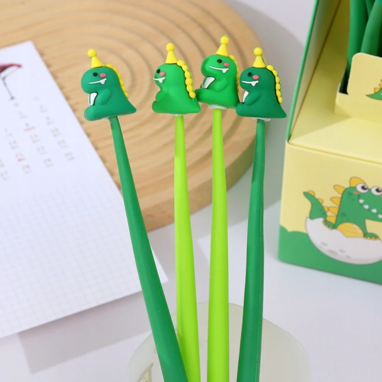 DŁUGOPIS GIĘTKI ŻELOWY DINOZAUR cienkopis zielony MIX 23cm 1szt