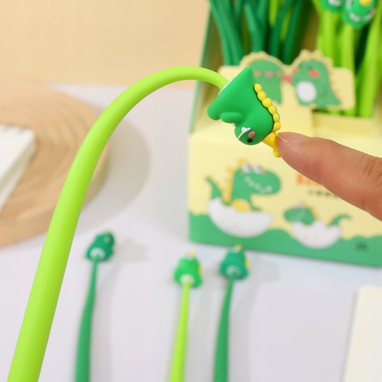 DŁUGOPIS GIĘTKI ŻELOWY DINOZAUR cienkopis zielony MIX 23cm 1szt