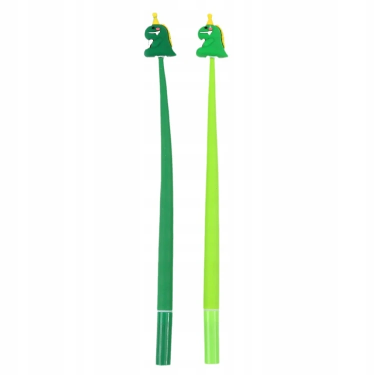 DŁUGOPIS GIĘTKI ŻELOWY DINOZAUR cienkopis zielony MIX 23cm 1szt