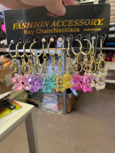 Brelok Miś Transparentny Tęczowy Do Kluczy Plecaka Torebki 10 cm kameleon